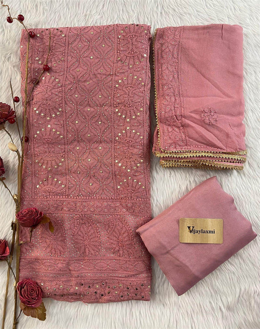 CHIKANKARI UNSTITCHED SUIT - Vijay Laxmi