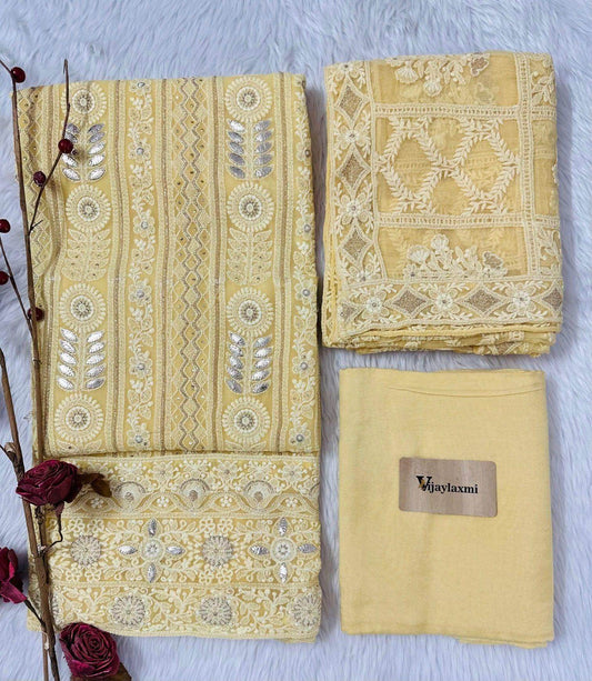 CHIKANKARI UNSTITCHED SUIT - Vijay Laxmi