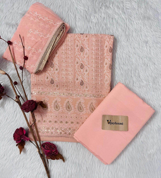 CHIKANKARI UNSTITCHED SUIT - Vijay Laxmi