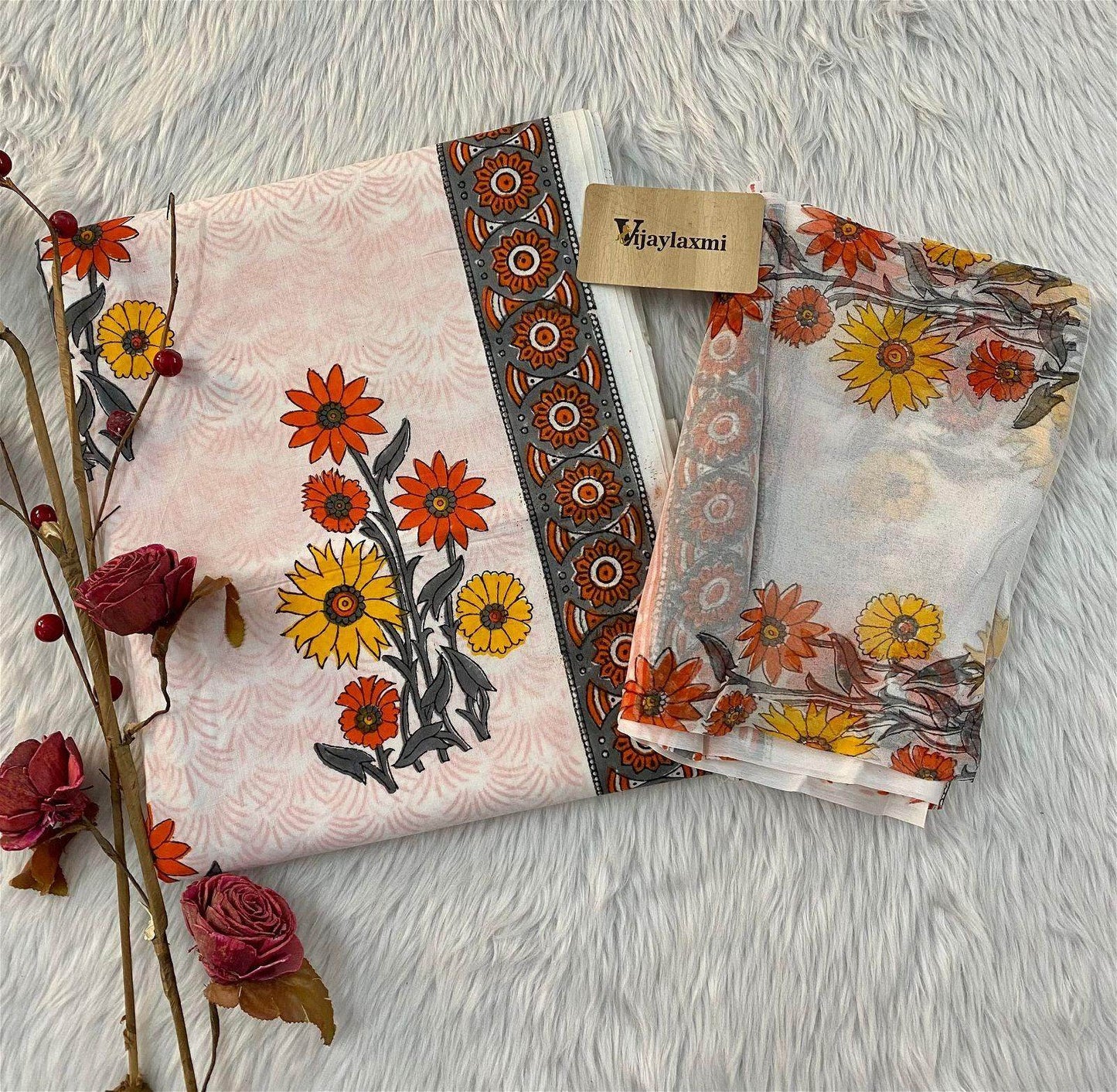 COTTON UNSTITCEHD SUIT - Vijay Laxmi