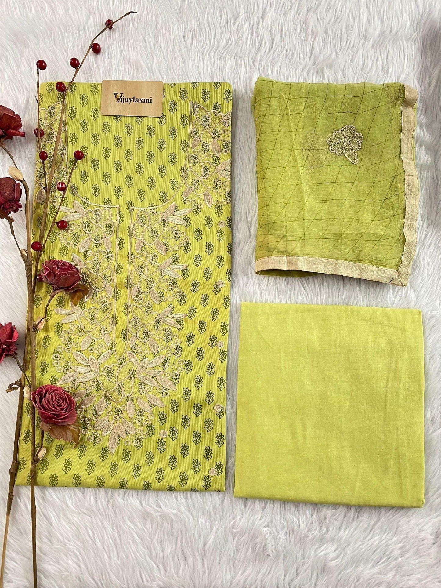 COTTON UNSTITCHED SUIT - Vijay Laxmi