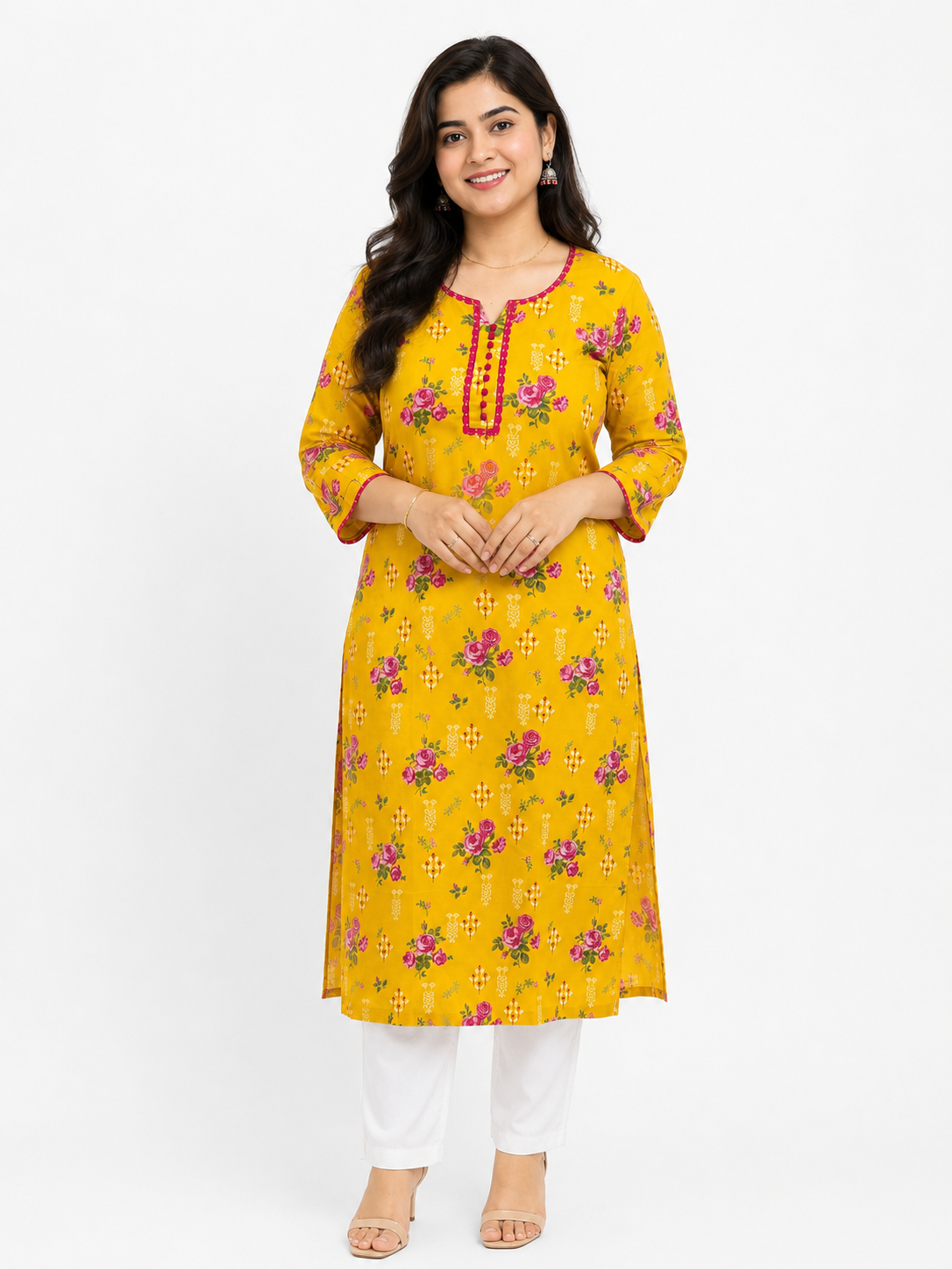 Gulmohar Cotton kurti for women yellow