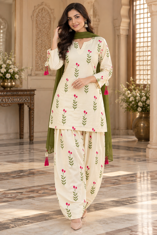 NAZAKAT Cotton printed Farshi Salwar Suit