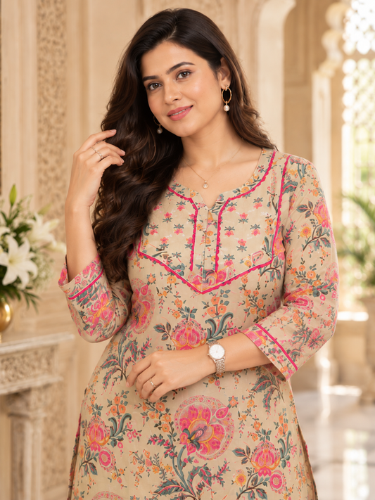 Gulmohar Cotton kurti for women floral
