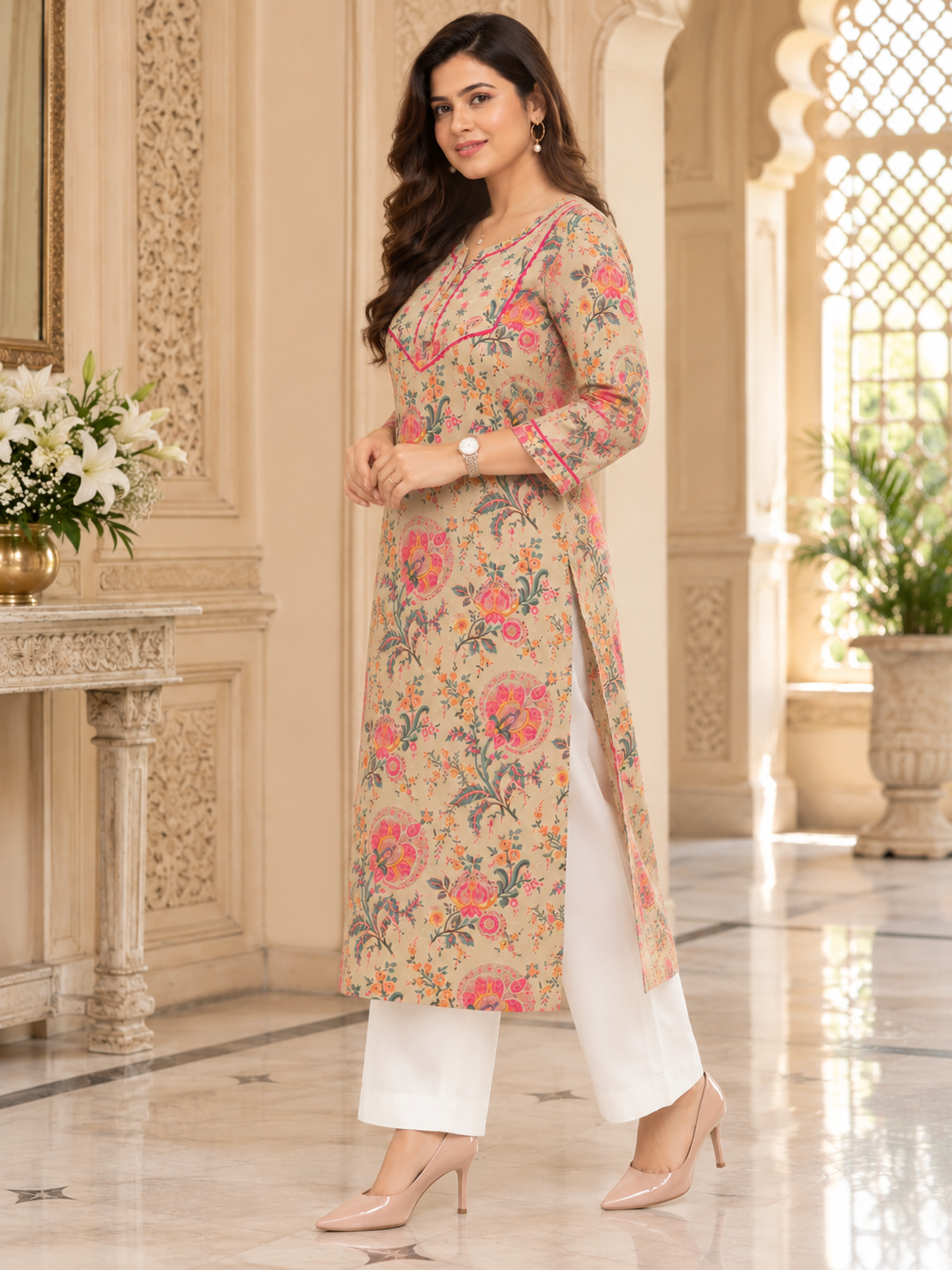 Gulmohar Cotton kurti for women floral