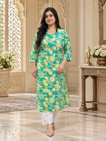 Gulmohar Cotton kurti for women floral