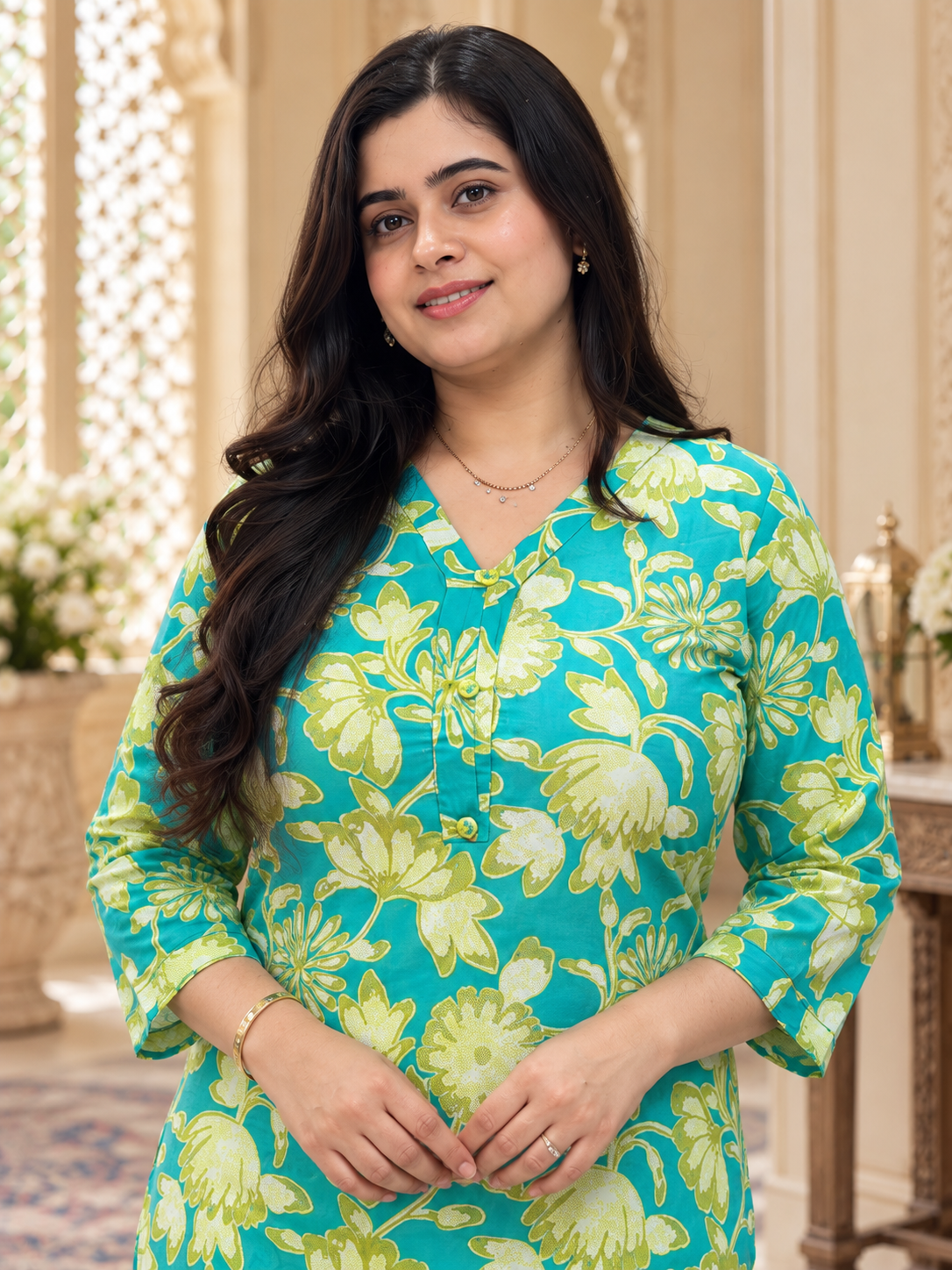 Gulmohar Cotton kurti for women floral