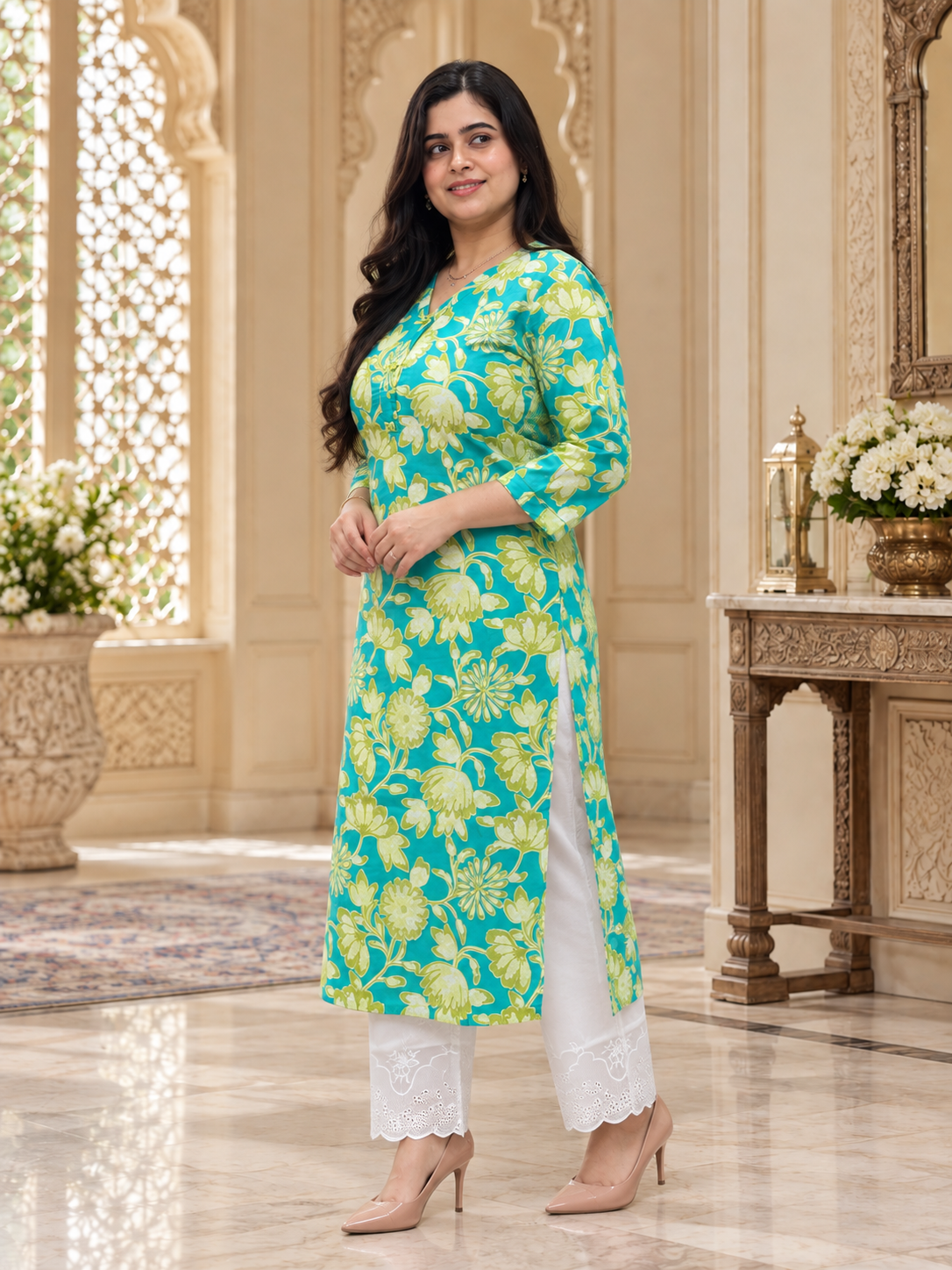Gulmohar Cotton kurti for women floral