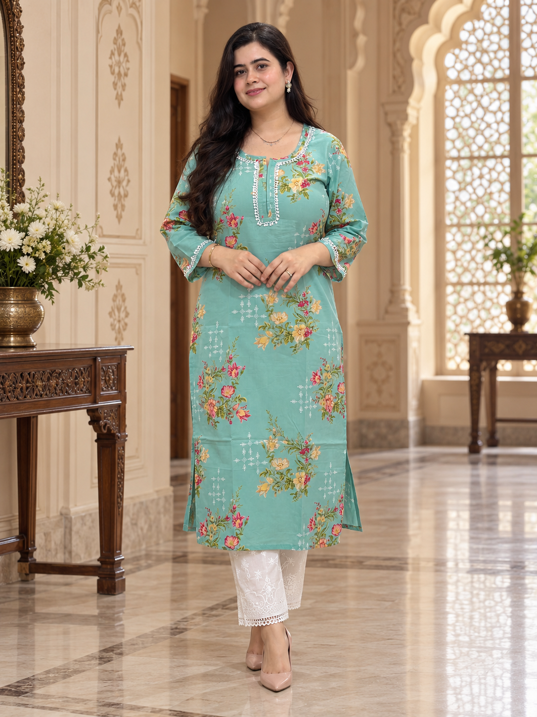 Gulmohar Cotton kurti for women floral