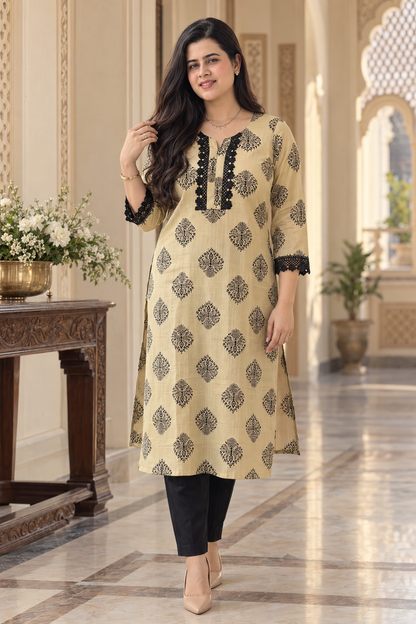 Gulmohar Cotton kurti for women block print