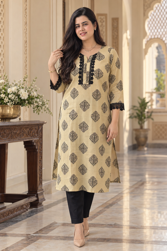 Gulmohar Cotton kurti for women block print
