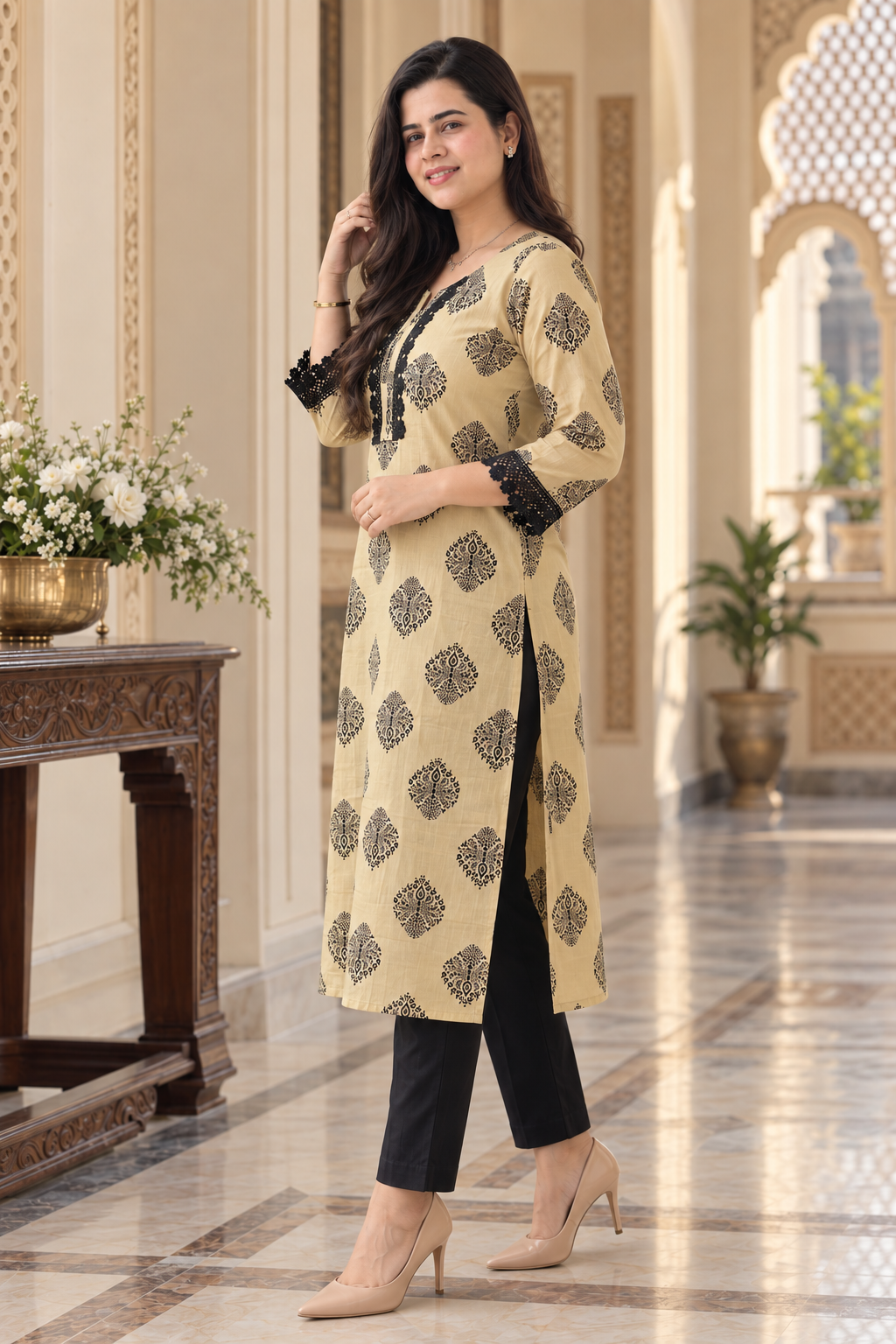 Gulmohar Cotton kurti for women block print