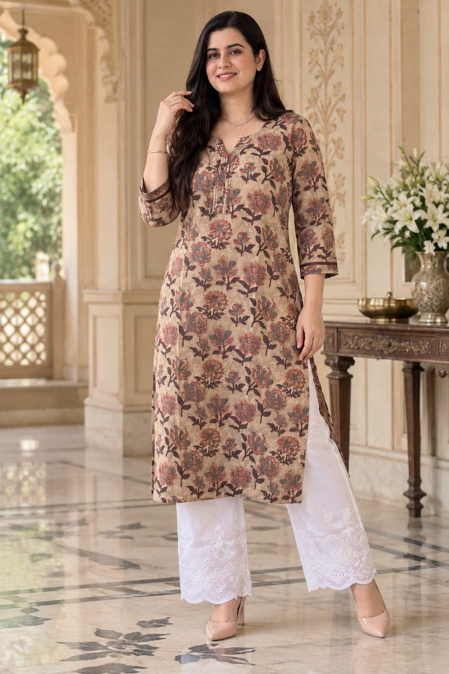 Gulmohar Cotton kurti for women dabu print