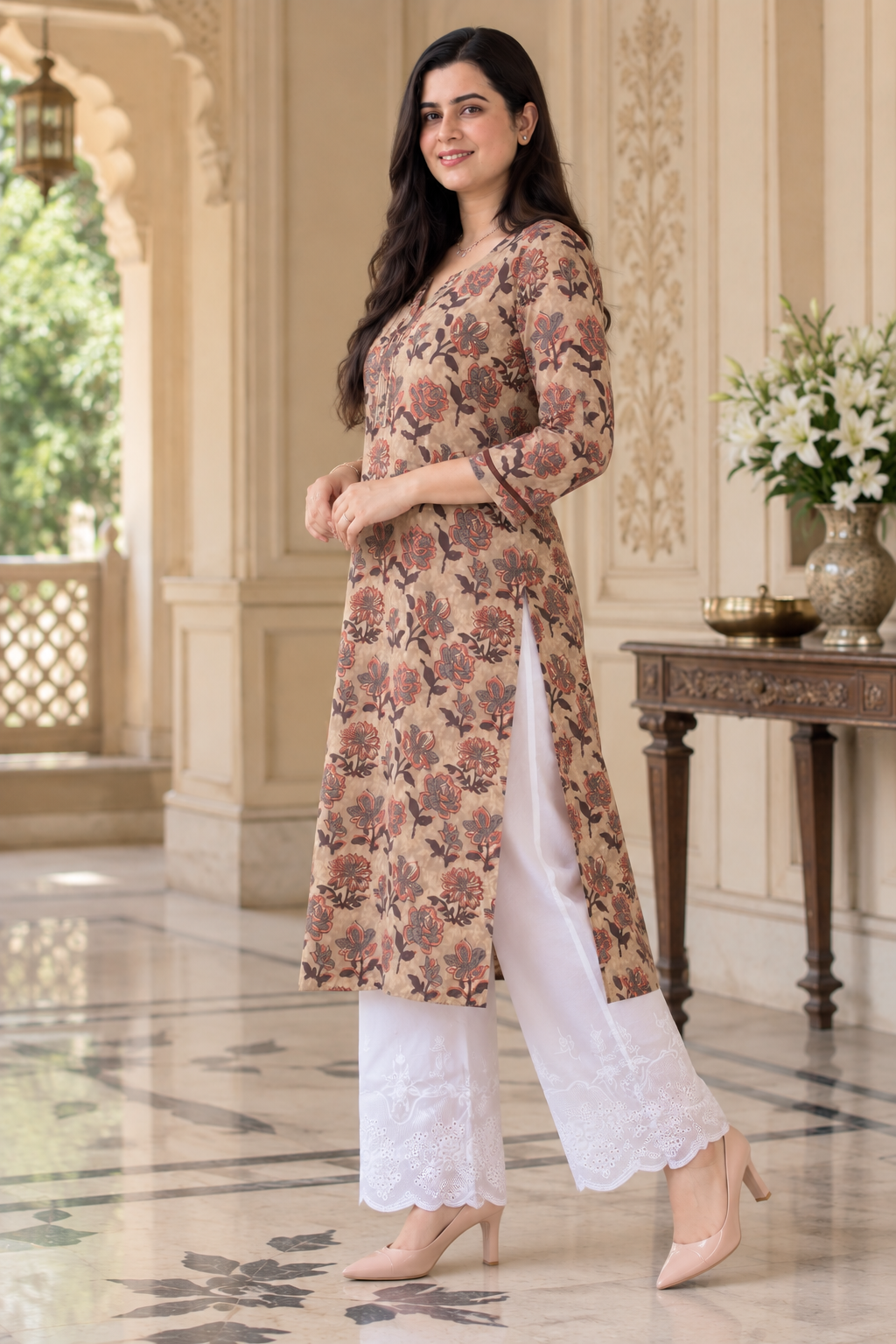 Gulmohar Cotton kurti for women dabu print