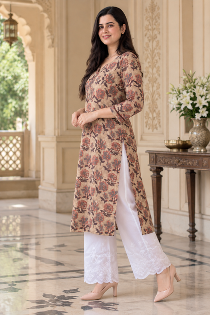 Gulmohar Cotton kurti for women dabu print