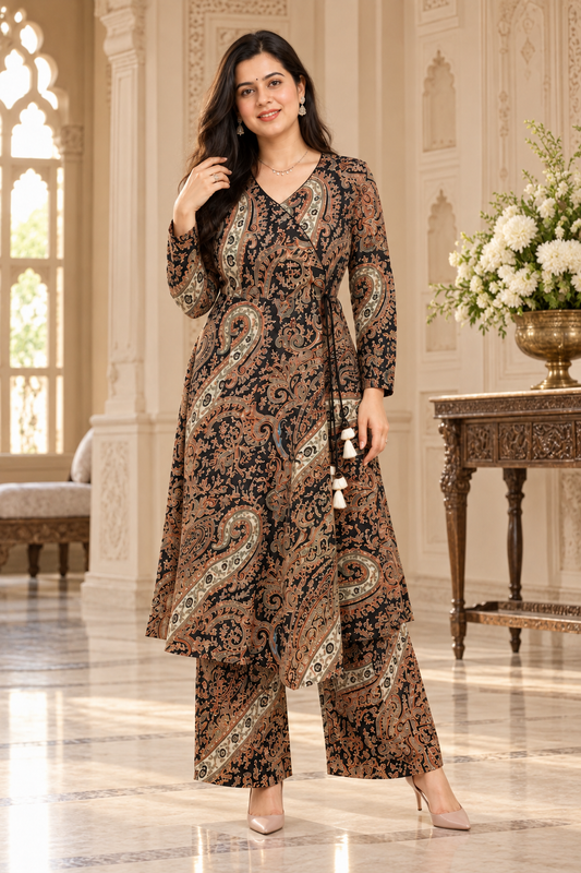 Gulzar kalamkari cotton kurta set black