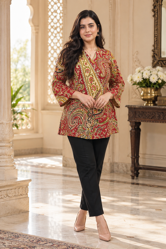 Jasmine short kurti red