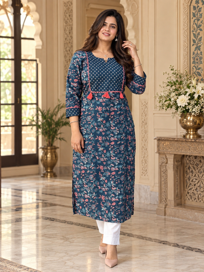 Everyday cotton kurti- Breathable & Stylish Blue