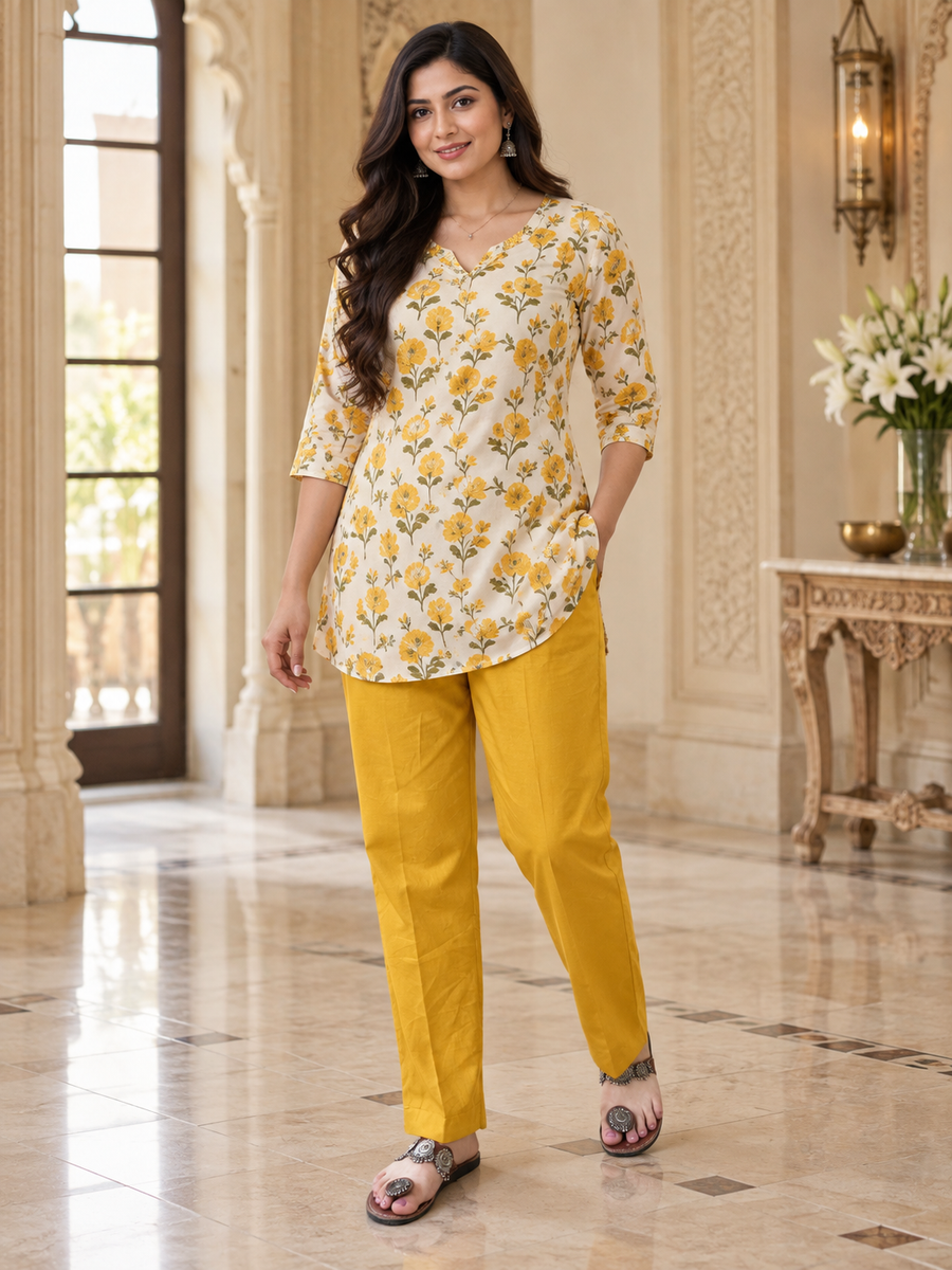 Breathable Yellow Cotton Pants