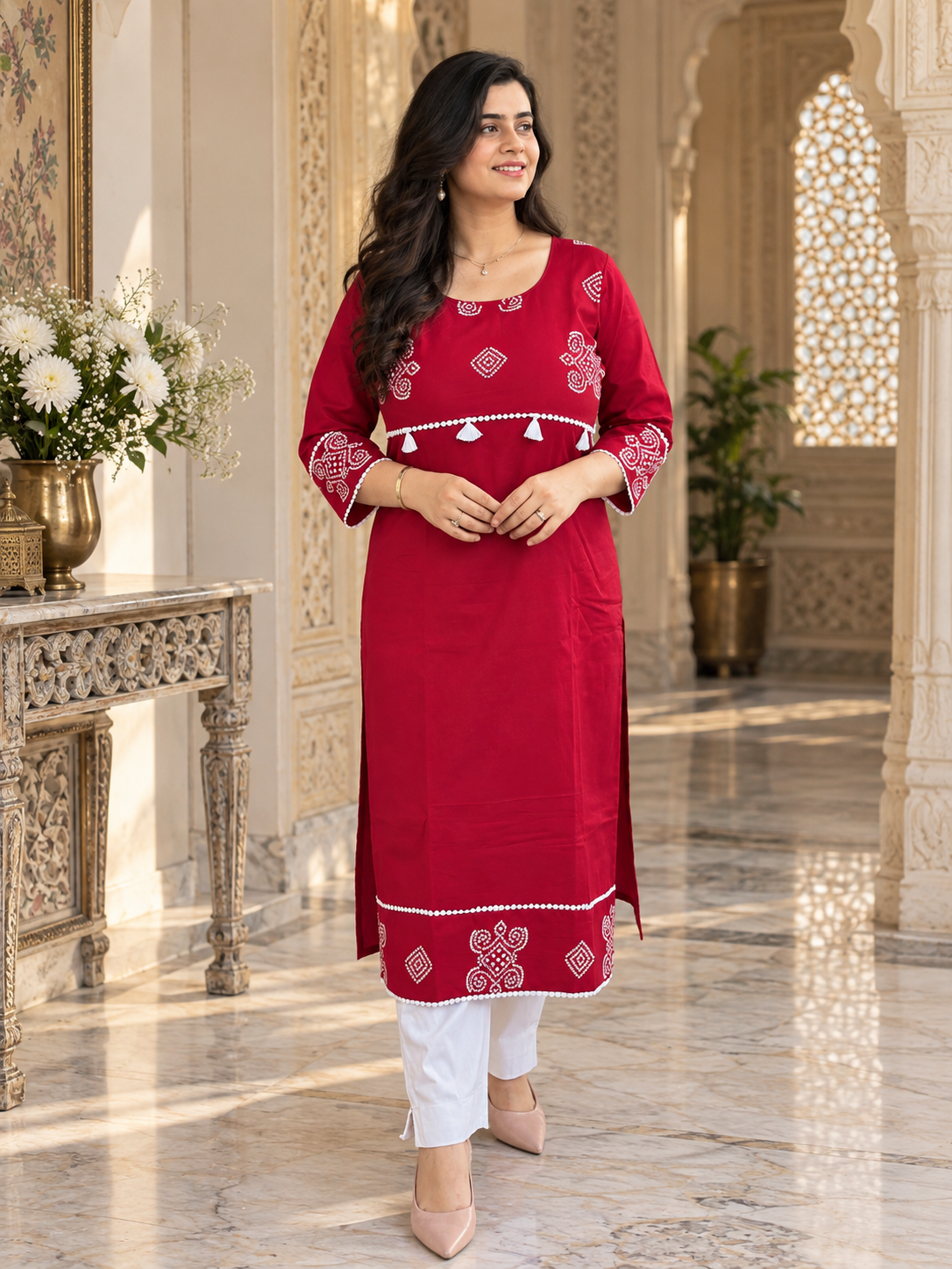 Breathable & Stylish cotton kurti red