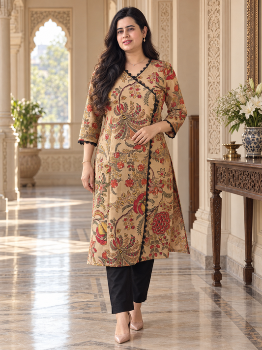 Gulmohar Cotton kurti for women angrakha