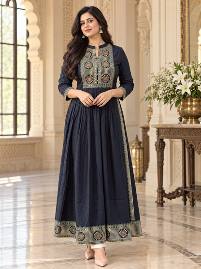 Naira cut Kurti D5 Navy