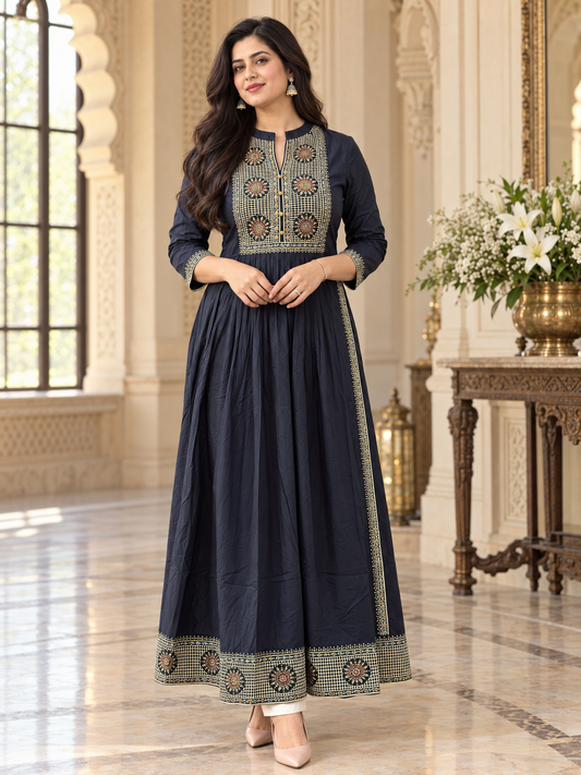 Naira cut Kurti D5 Navy