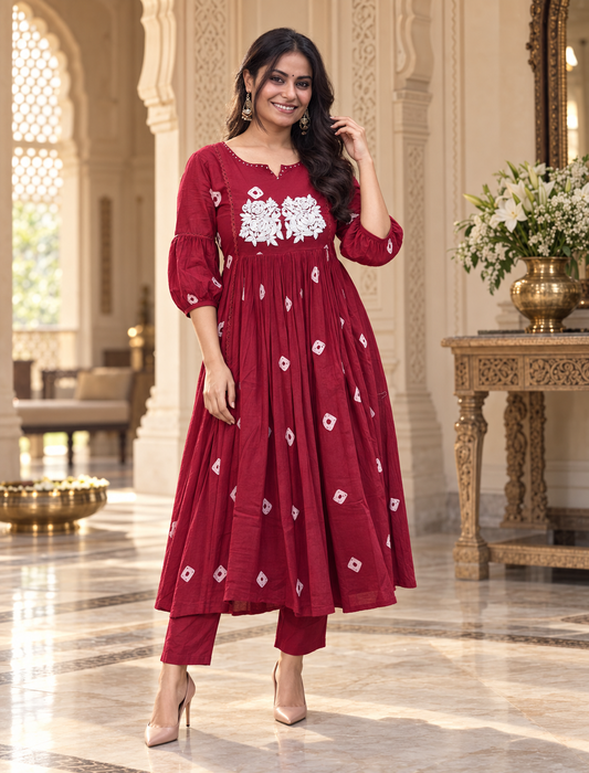 Premium Cotton Kurta Set For Women RED