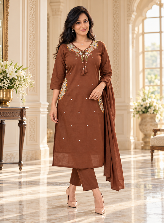 Noor Cotton Flex kurta set with palazo & dupatta