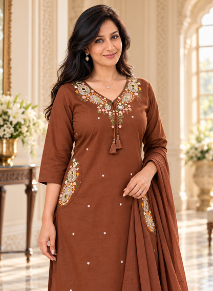 Noor Cotton Flex kurta set with palazo & dupatta