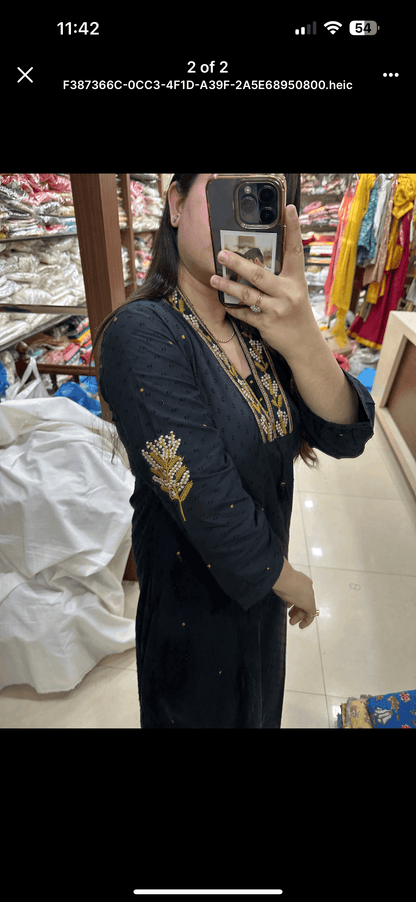 Cotton Black Suit - Vijay Laxmi