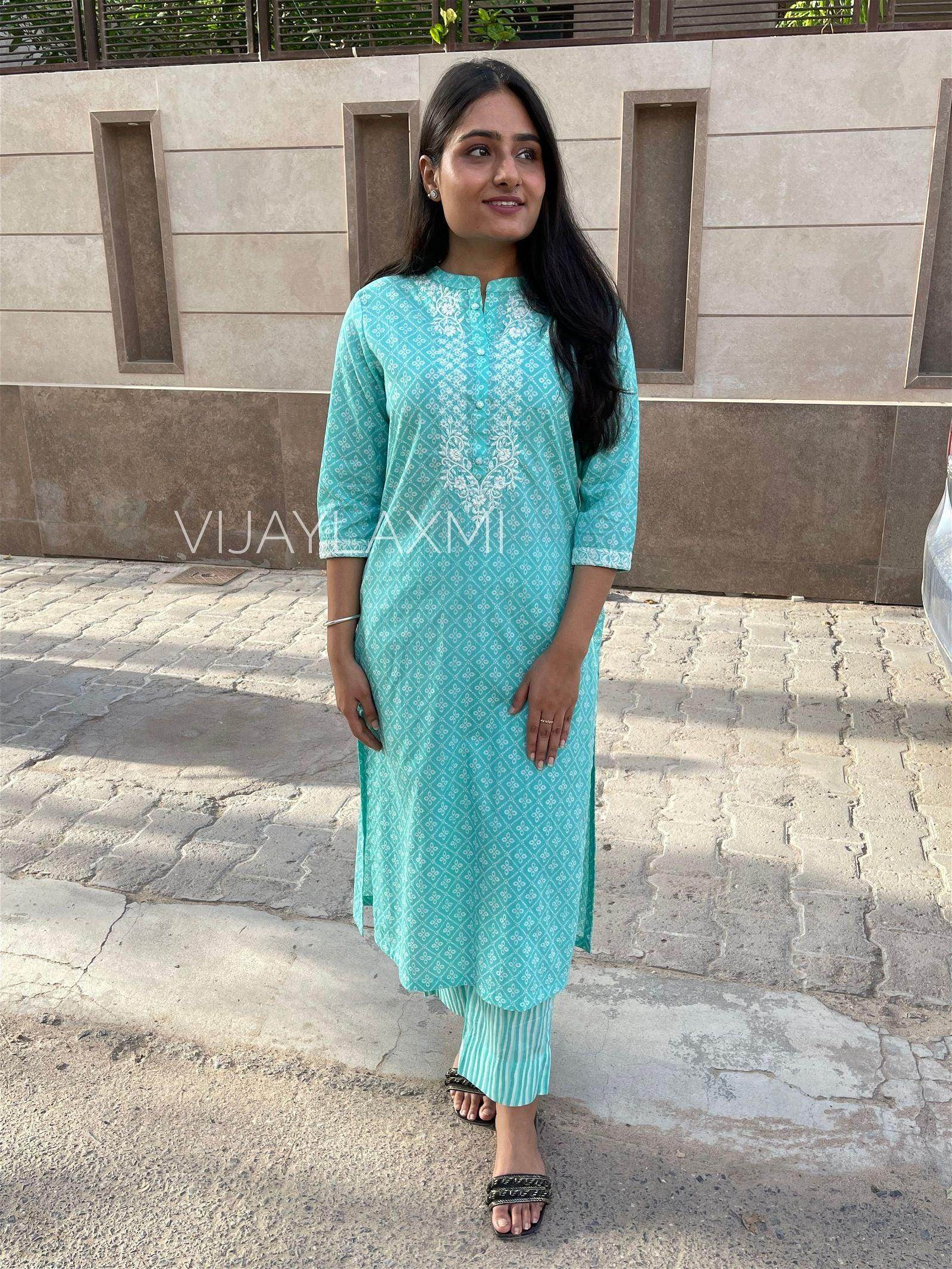 Cotton Kurta Pant Set FRZ3301 - Vijay Laxmi