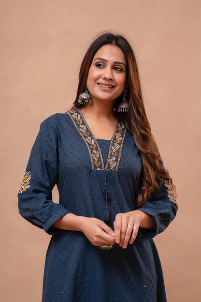 Cotton Suit Bluish Grey - Vijay Laxmi