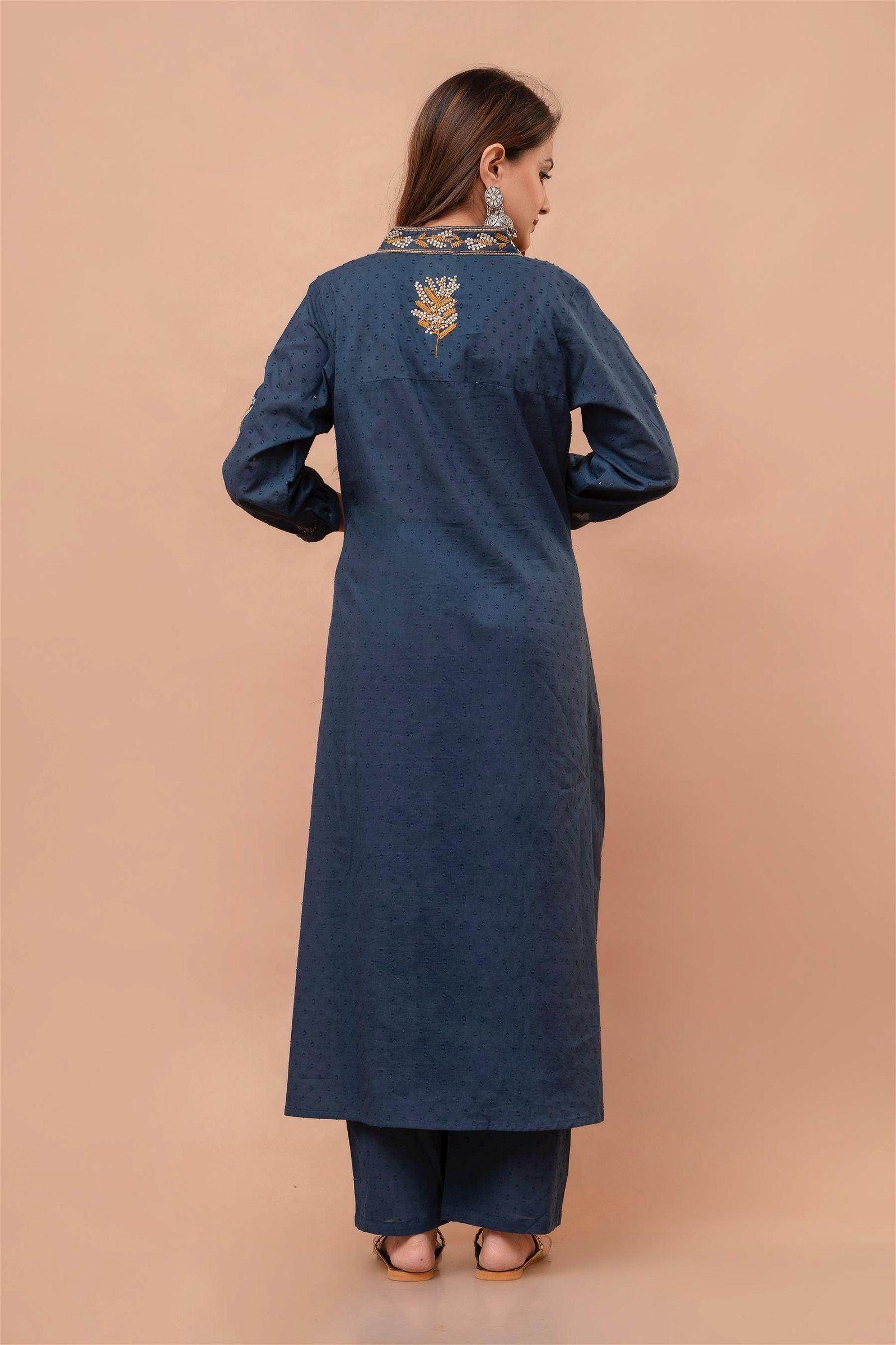 Cotton Suit Bluish Grey - Vijay Laxmi