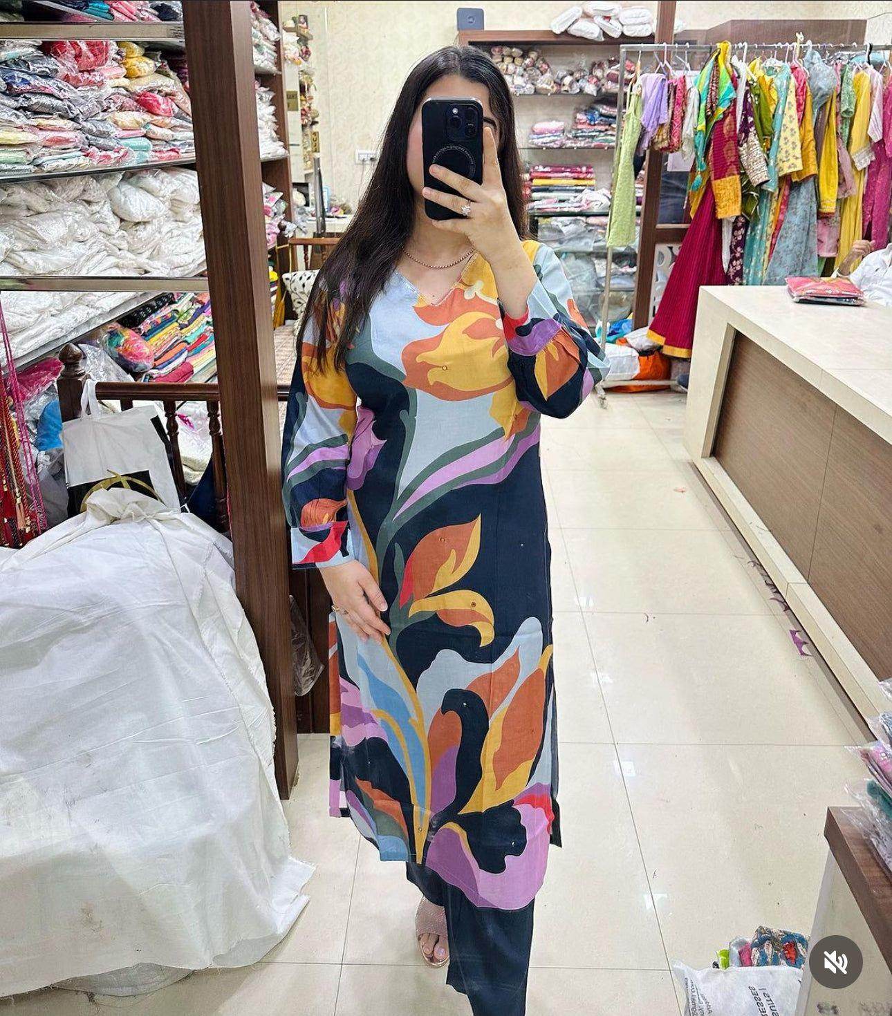 Crepe Silk Kurta Set - Vijay Laxmi