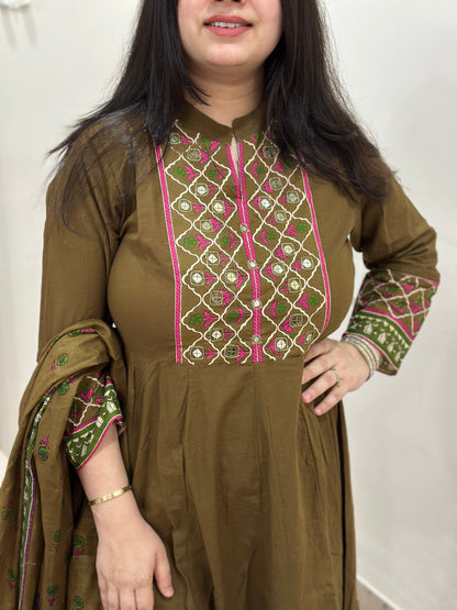 Gulzar Anarkali Cotton kurta Set with dupatta