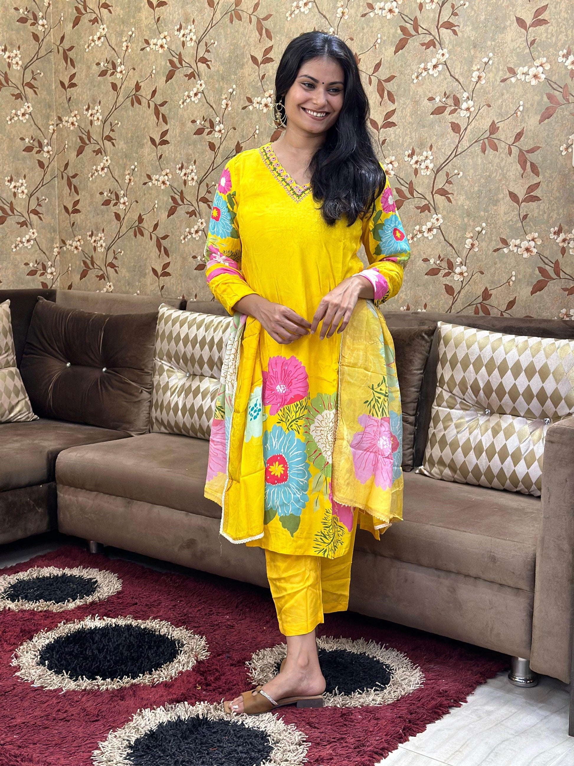 Modal Silk Suit Set - Vijay Laxmi