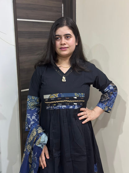 Anami ajrakh cotton kurta set with pant & mul cotton dupatta