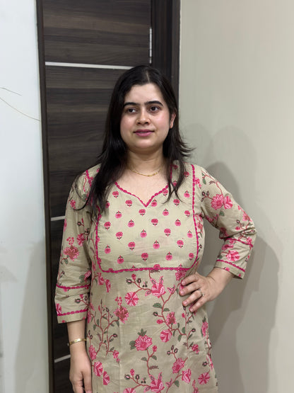 Ruhani Cotton kurta set for women beige