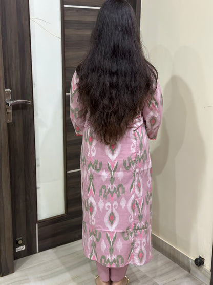 Mehar premium cotton Kurta & Pant Ikkat Pink