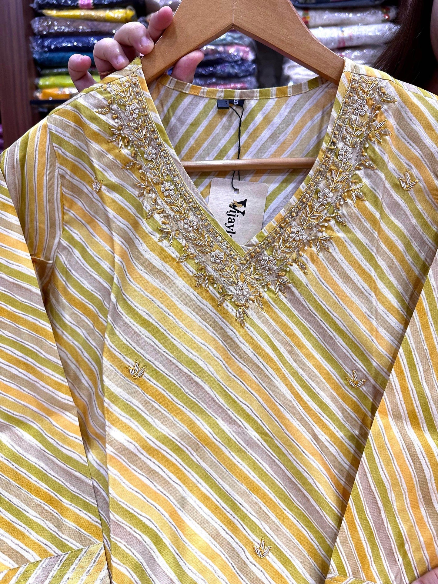 Muslin Silk lehariya Suit Set - Vijay Laxmi