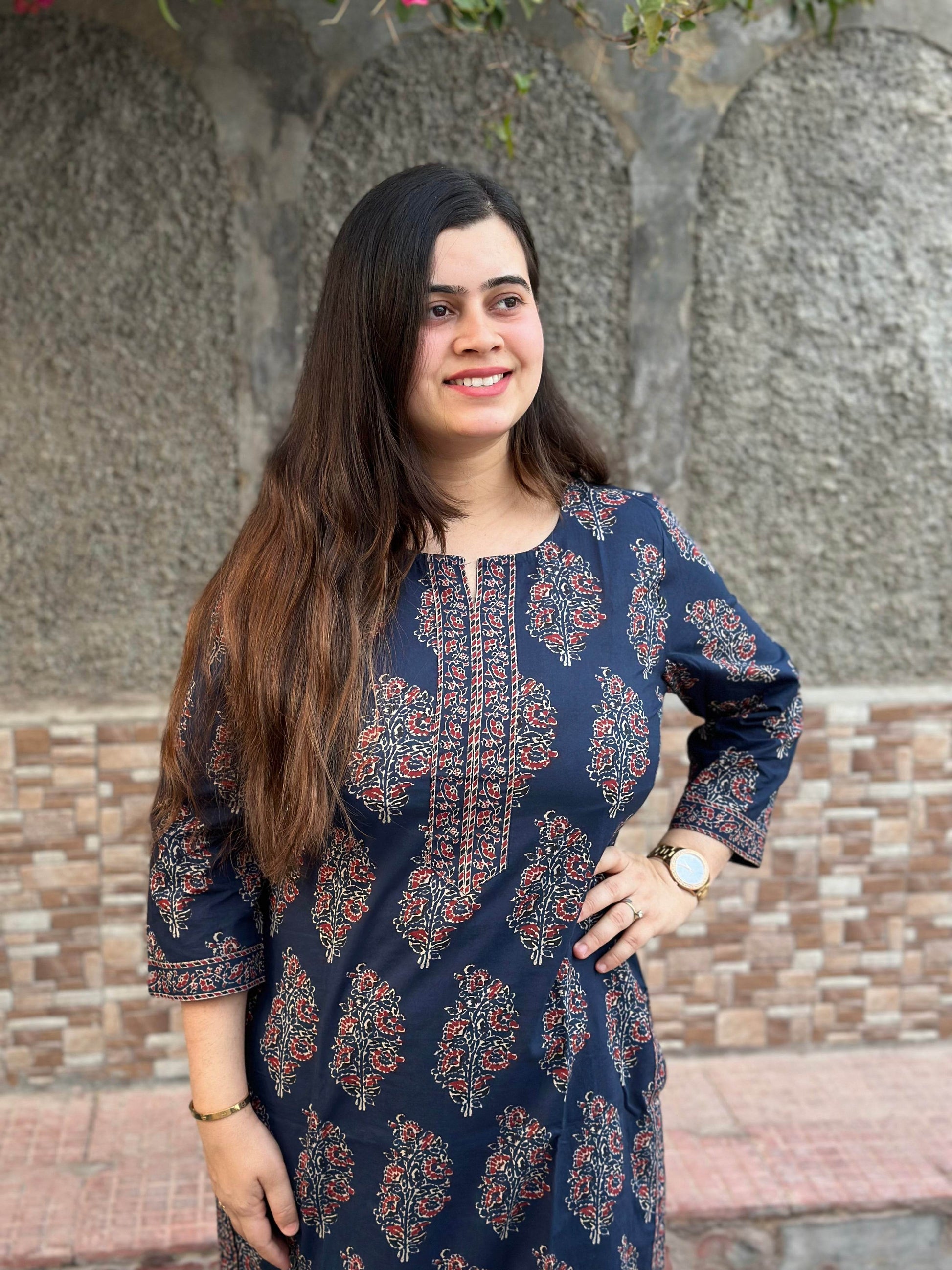 Ajrakh print kurta set with pants - Vijay Laxmi