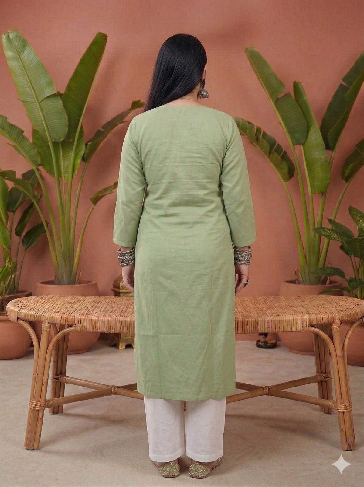 Chikankari Modal Kurti Green