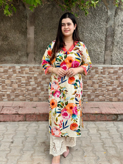 Breathable & Stylish Floral Cotton Kurti
