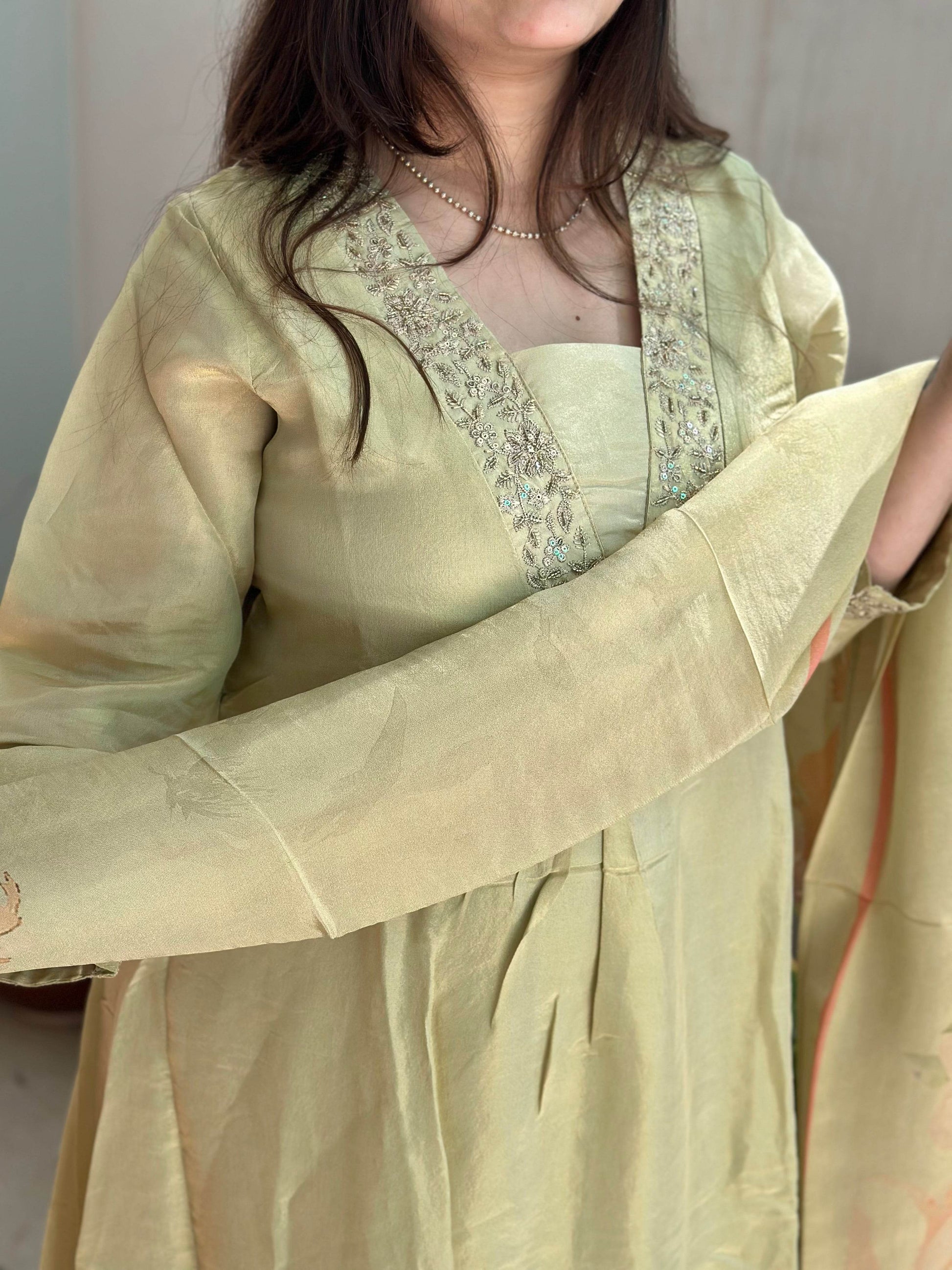 Modal Shimmer Silk Suit - Vijay Laxmi