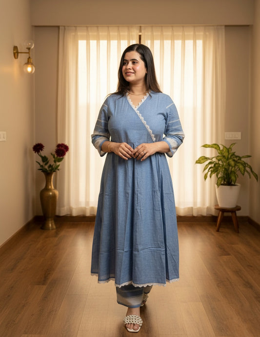 Denim Cotton Anarkali Suit For Women