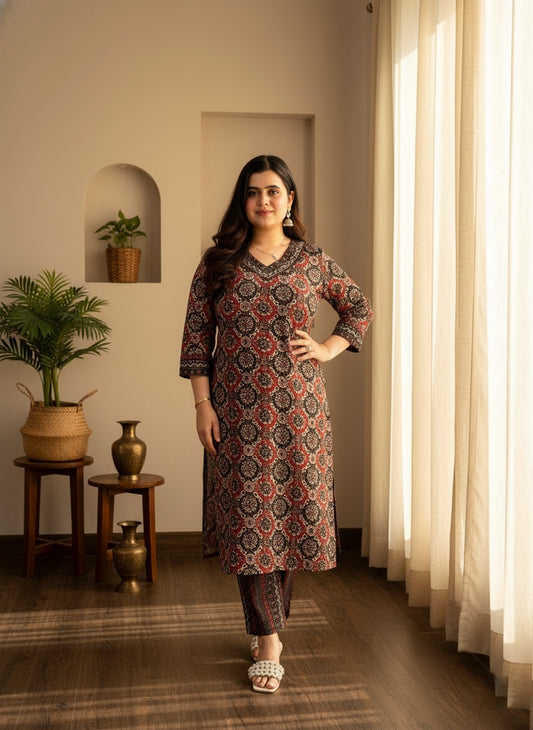 Ajrakh print kurta set with pants