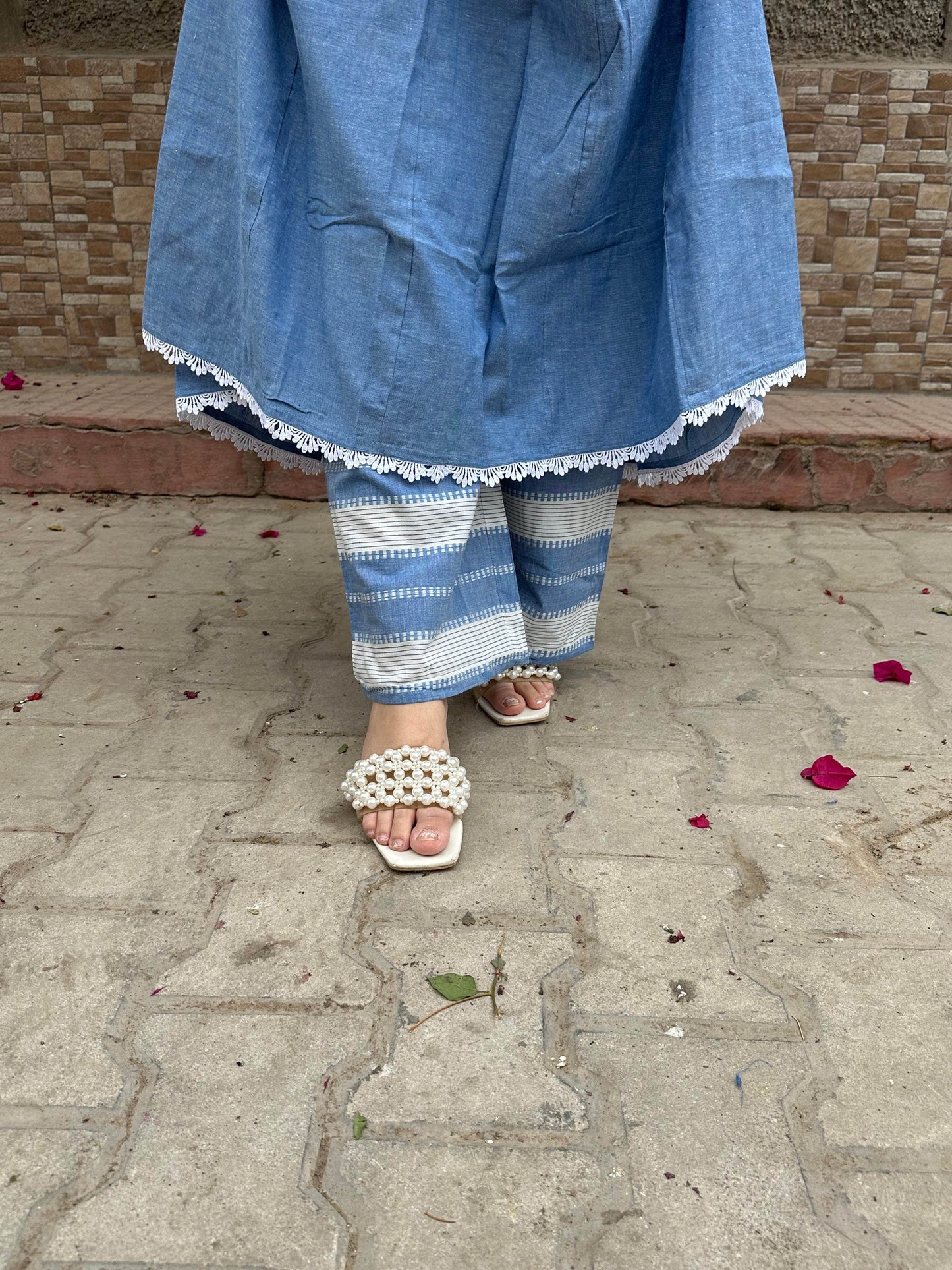 Denim Cotton Anarkali Suit For Women - Vijay Laxmi