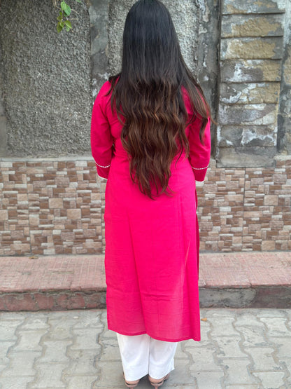 Breathable & Stylish Cotton Kurti Pink
