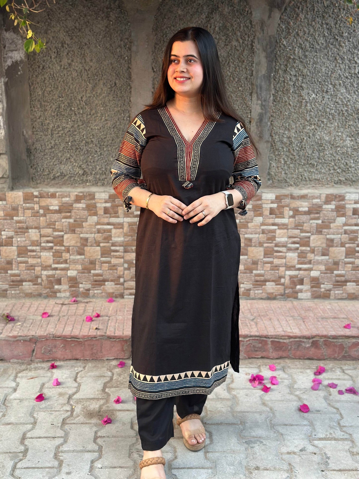 Airy Cotton Kurti for women black - Vijay Laxmi